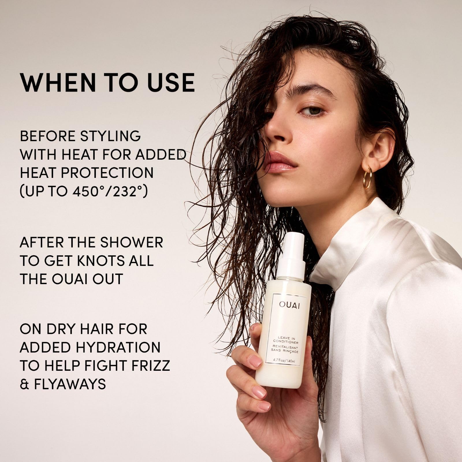OUAI Leave In Conditioner & Heat Protectant for Hair - Prep Hair for Styling or Use as Detangling Spray to Fight Frizz & Flyaways - No Parabens, Sulfates or Phthalates (4.7 oz) 🍁 All In One Marketplace Canada
