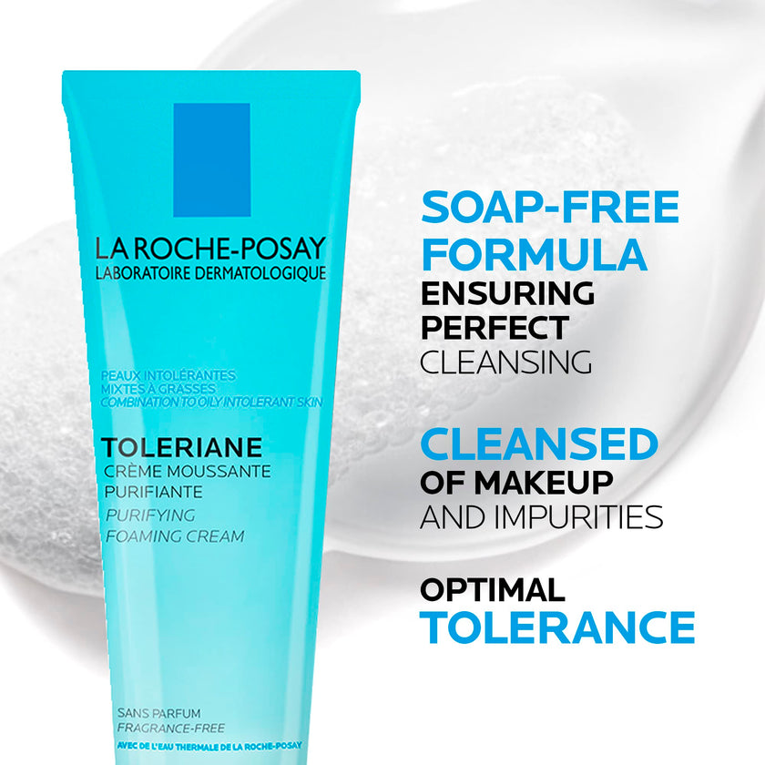 La Roche-Posay Face Cleanser, Toleriane Purifying Foaming Cream for Sensitive Skin with Glycerin, Cleanser and Makeup Remover, Fragrance Free, Preservative Free, Soap Free, Dermatologist Recommended Brand, 125 ML 🍁 All In One Marketplace Canada
