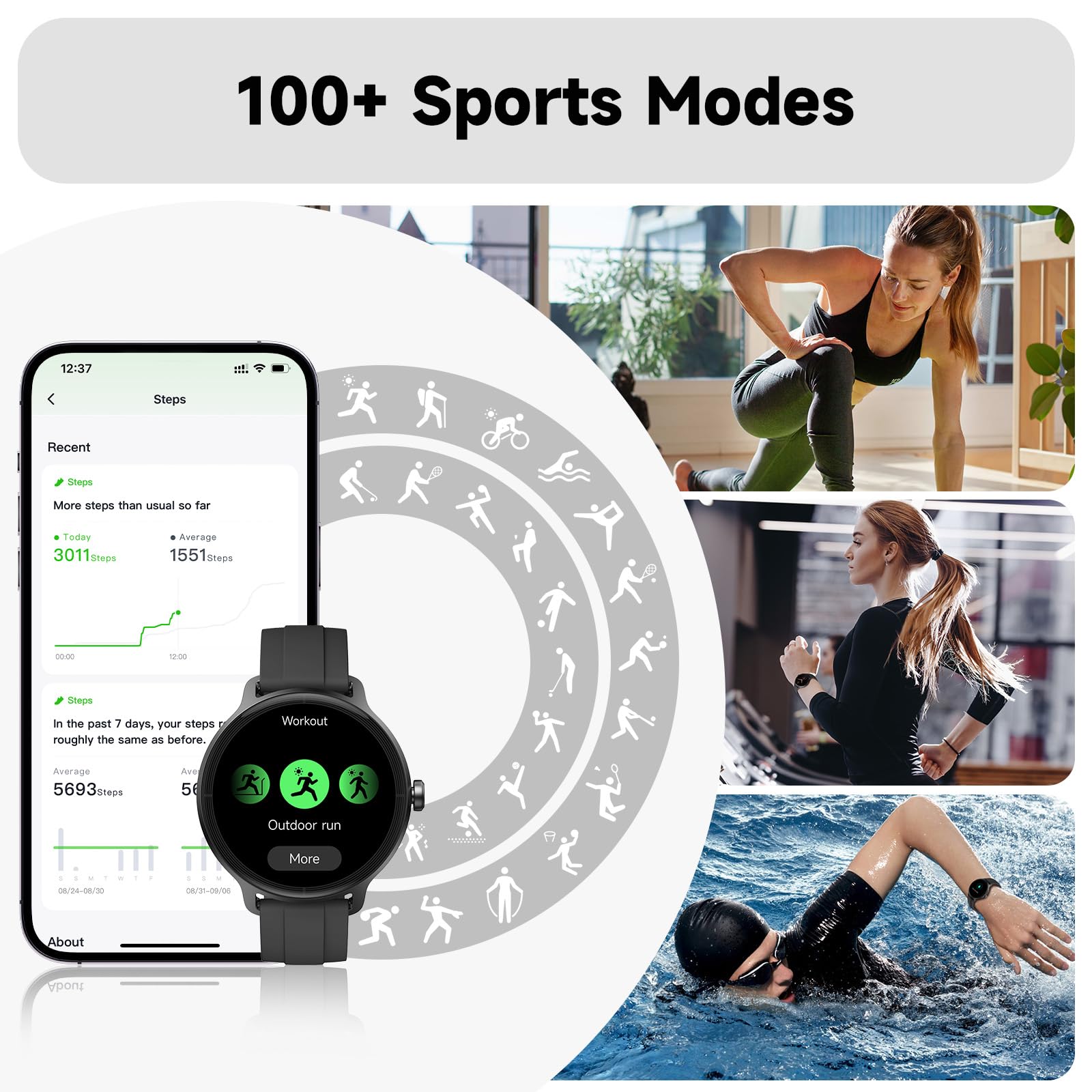 Smart Watch for Men Women, Bluetooth Calling, 1.27