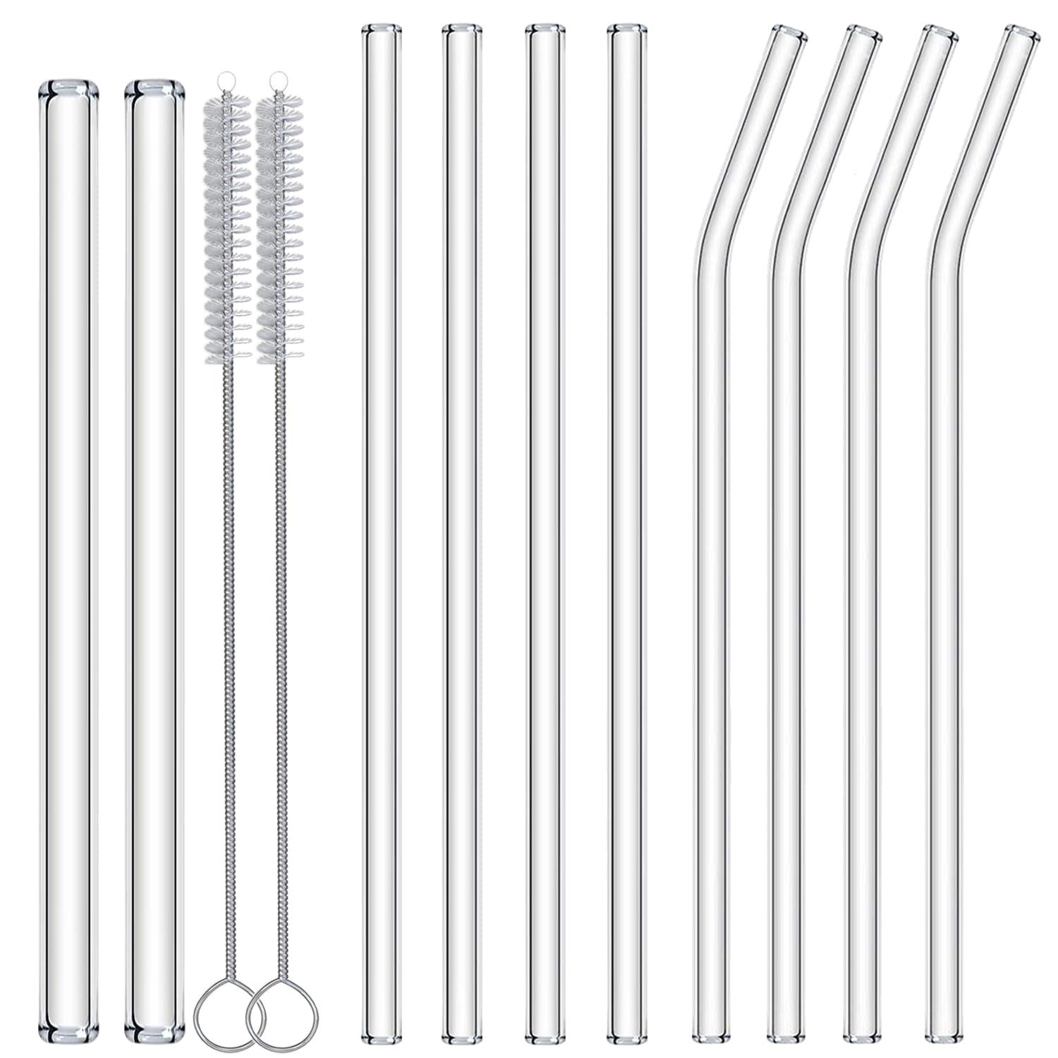 Nafender 10-Pack Glass Straws Reusable Drinking Straw Including 4 Straight and 4 Bent Straws & 2 Extra Wide Smoothie Straw with 2 Cleaning Brushes 🍁 All In One Marketplace Canada