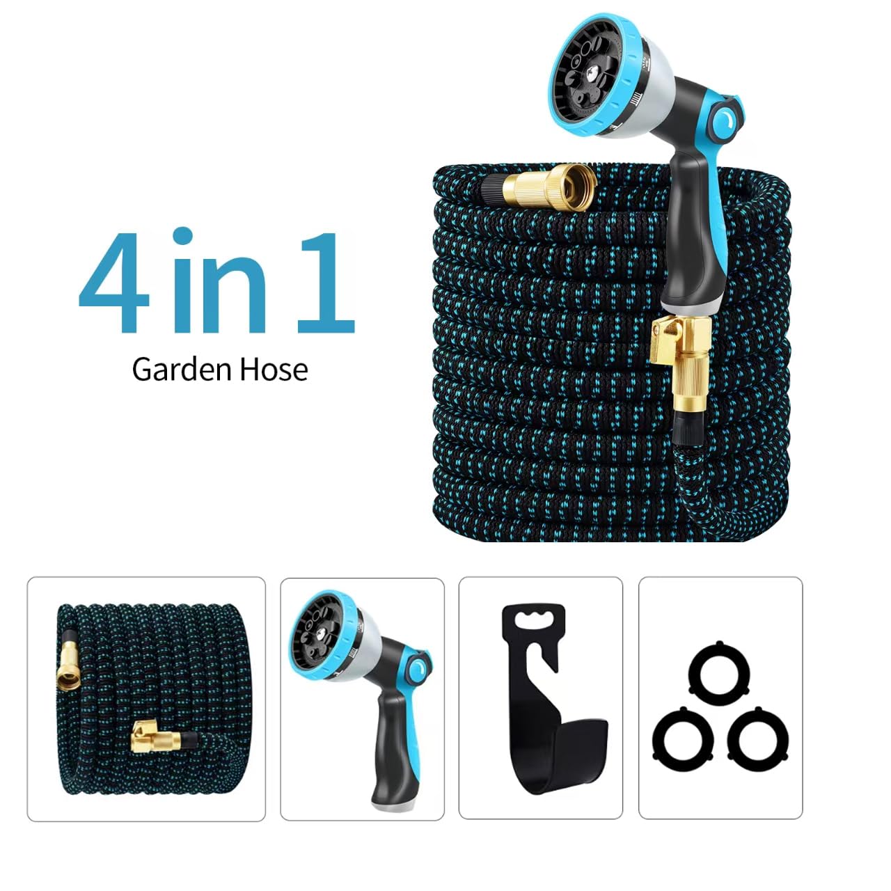 Expandable Garden Hose, Water Hose 100ft with 10 Function Nozzle, Flexible Hose with 3/4