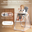 INFANS High Chair for Babies & Toddlers, Foldable Highchair with Multiple Adjustable Backrest, Footrest and Seat Height, Removable Tray, Detachable PU Leather Cushion, Built-in Rear Wheels (Grey) 🍁 All In One Marketplace Canada