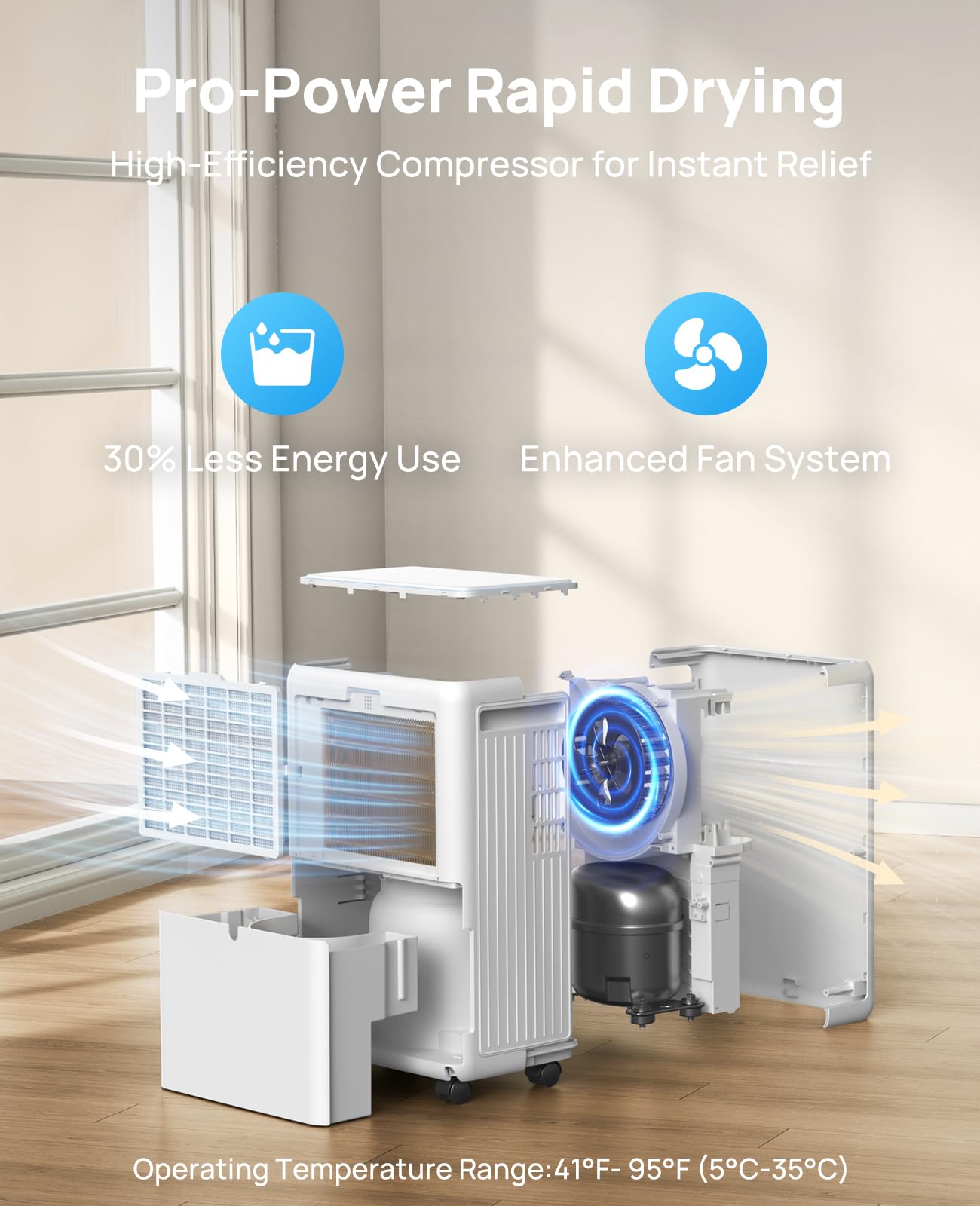 AIUSEVO 26 Pint Dehumidifiers for Basements & Home (Up to 2500 Sq.Ft), Ultra Quiet 40dB Bedroom Dehumidifier with 3 Modes, Continuous Drain & Auto Defrost to Reduce Moisture & Musty Odors 🍁 All In One Marketplace Canada