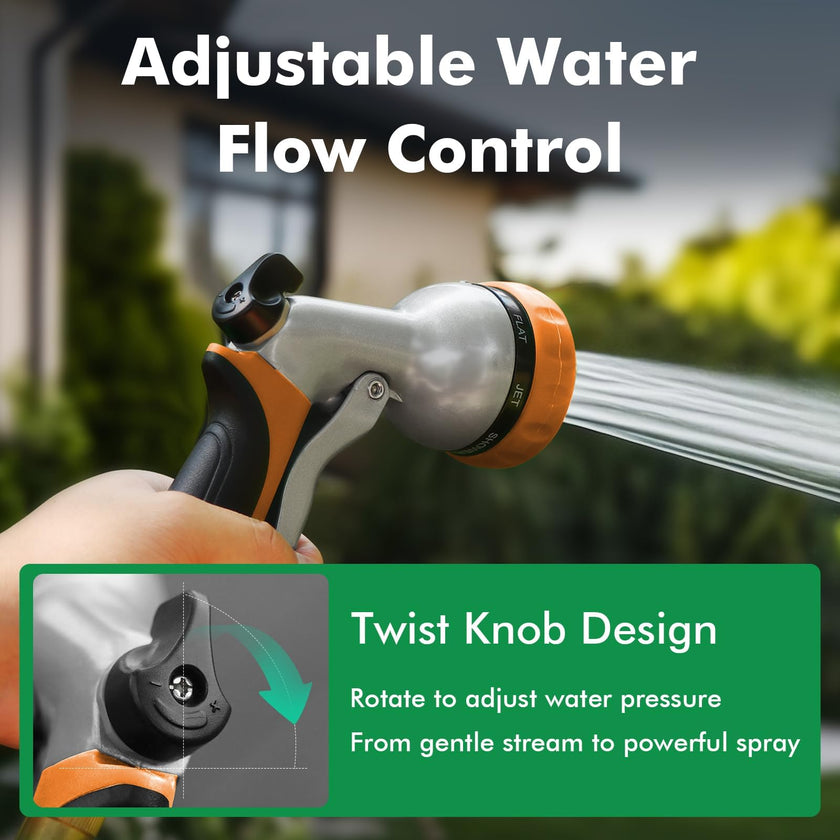 RESTMO Garden Hose Nozzle, Heavy Duty Metal Water Hose Nozzle with 7 Adjustable Spray Patterns, High Pressure Hand Sprayer with Flow Control, Best for Watering Plant & Lawn, Washing Car & Pet, Orange 🍁 All In One Marketplace Canada