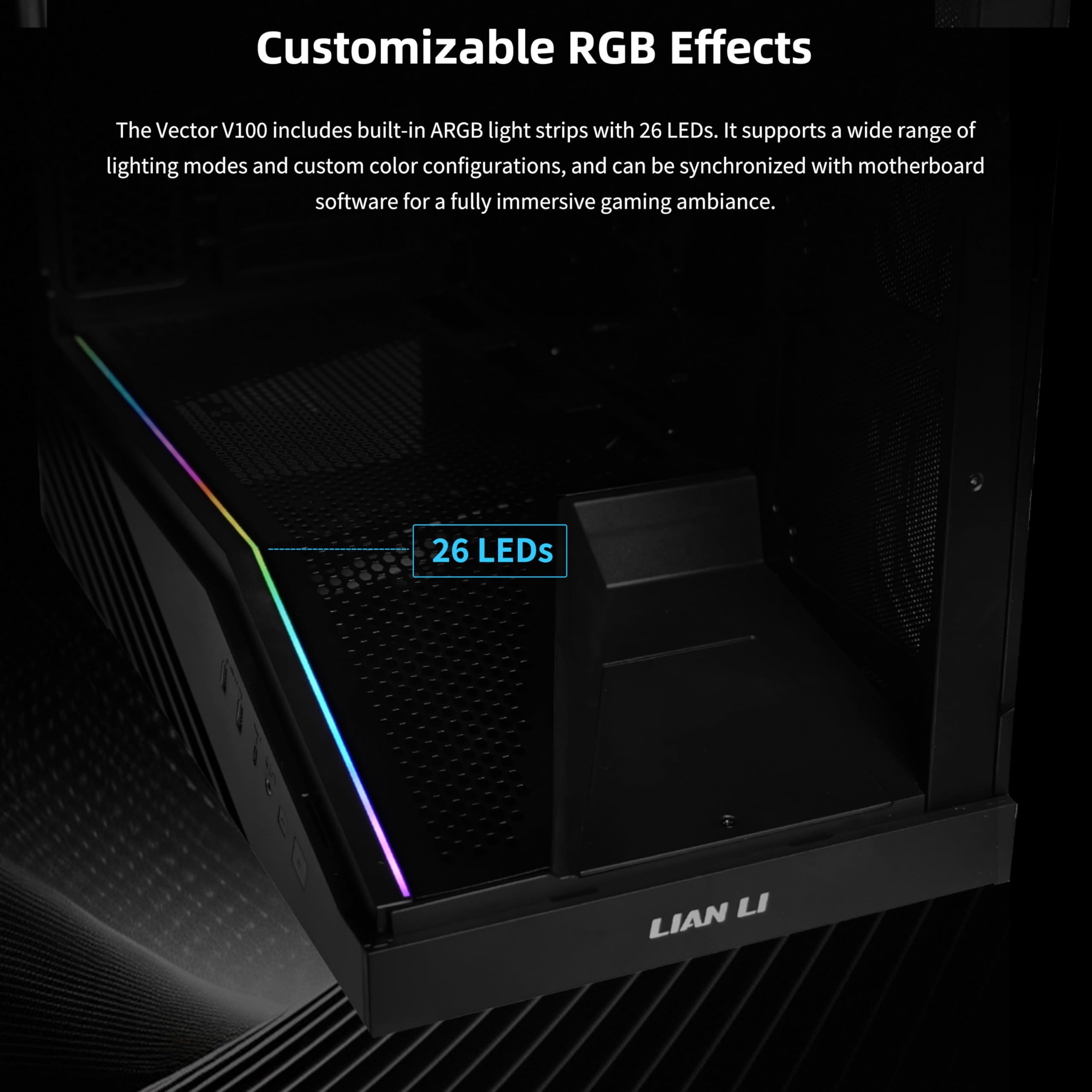 Lian Li Vector V100 ATX Mid-Tower PC Case with 4 ARGB PWM Fans, Black 🍁 All In One Marketplace Canada
