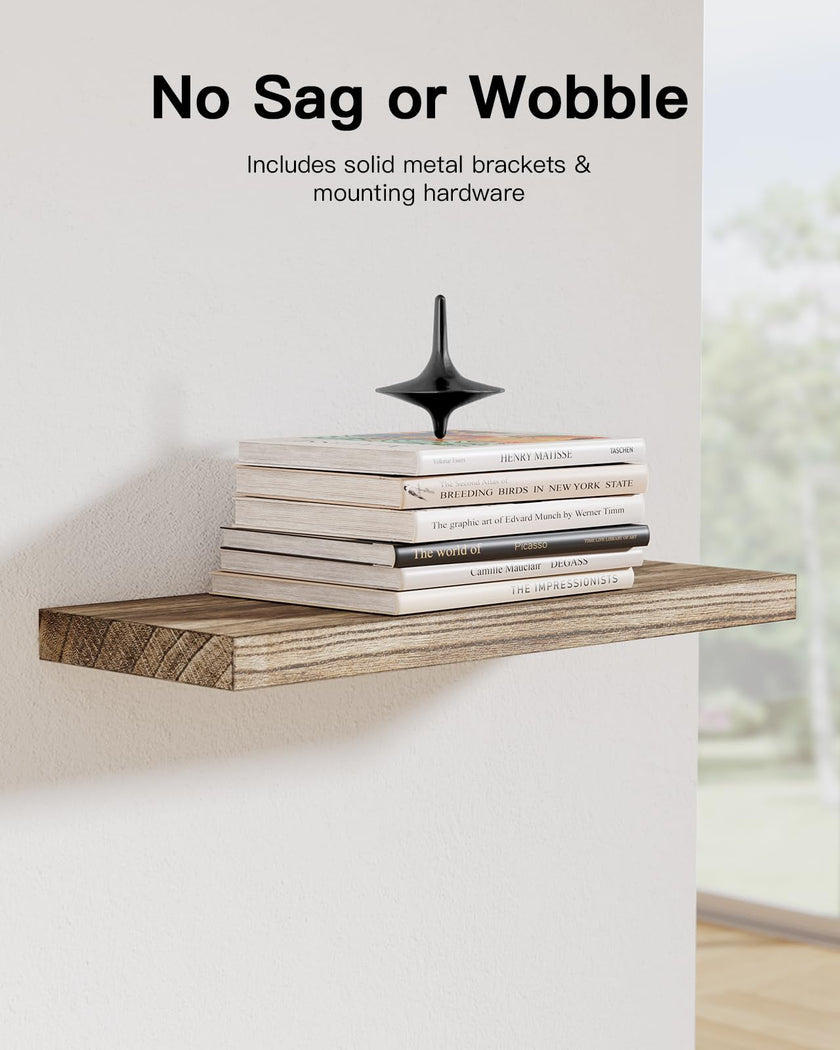 AMADA HOMEFURNISHING Floating Shelves, Paulownia Wood Wall Shelves for Bathroom/Living Room/Bedroom/Kitchen/Home Office, Natural Wood Wall Shelf for Home Storage & Organization, Set of 4, AMFS40 🍁 All In One Marketplace Canada