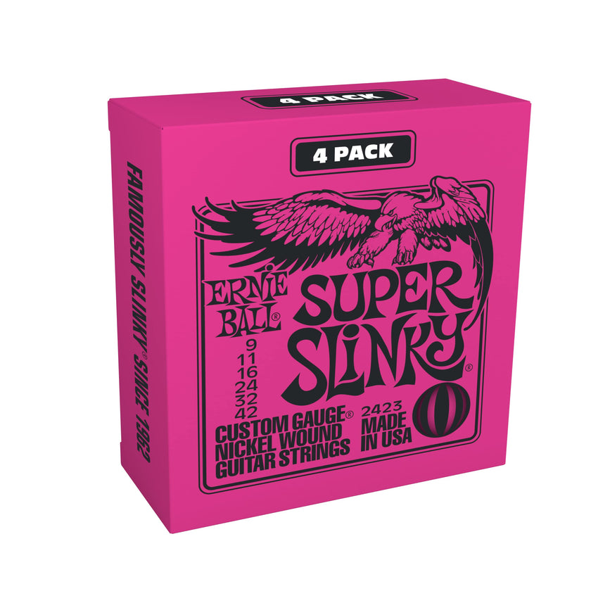 Ernie Ball Super Slinky Nickel Wound Electric Guitar Strings 4 Pack - 9-42 Gauge (P02423) 🍁 All In One Marketplace Canada
