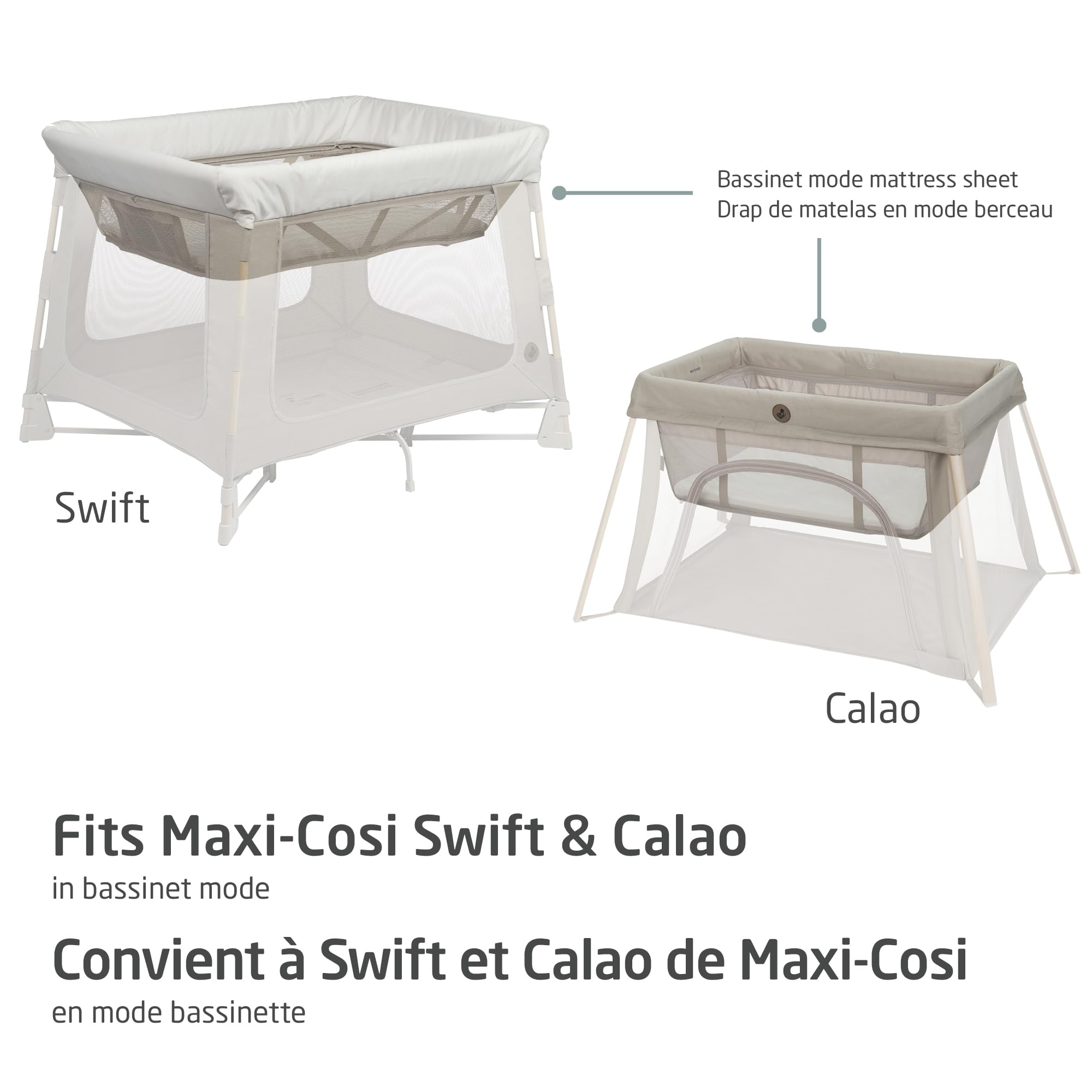 Maxi-Cosi Swift/Calao Bassinet Mode Fitted Sheets – 2-Pack, 100% Cotton, Soft and Breathable, Durable, Perfect Fit for Playard Bassinet Mattress, Machine Washable, Baby Bedding Essentials 🍁 All In One Marketplace Canada
