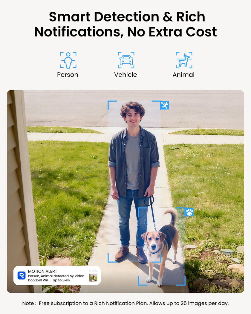 REOLINK Video Doorbell Camera WiFi, 2K Wired Doorbell Camera for Home Security, 2.4/5GHz WiFi, 180° Diagonal, Smart Detection, microSD Card/Cloud Storage, Indoor/Outdoor Surveillance (Chime Included) 🍁 All In One Marketplace Canada