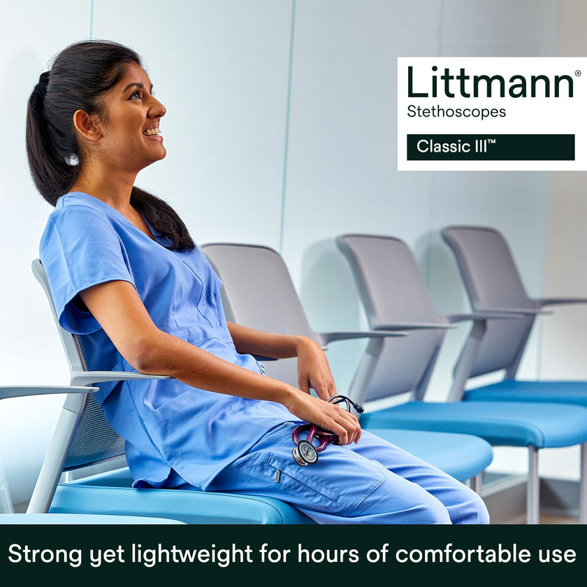 3M Littmann Classic III Monitoring Stethoscope, 5620, More Than 2X as Loud*, Weighs Less**, Stainless Steel Chestpiece, 69 cm (27