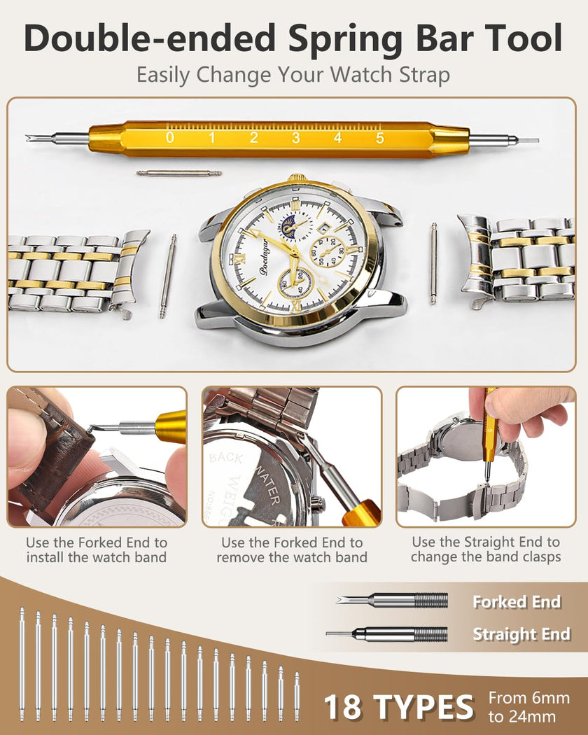 EasyTime Watch Repair Kit, Watch Link Removal Tool, Watch Band Adjustment, Including Watch Back Case Opener, Spring Bar, Operation Manual, Suitable for Battery Replacement and Strap disassemble 🍁 All In One Marketplace Canada