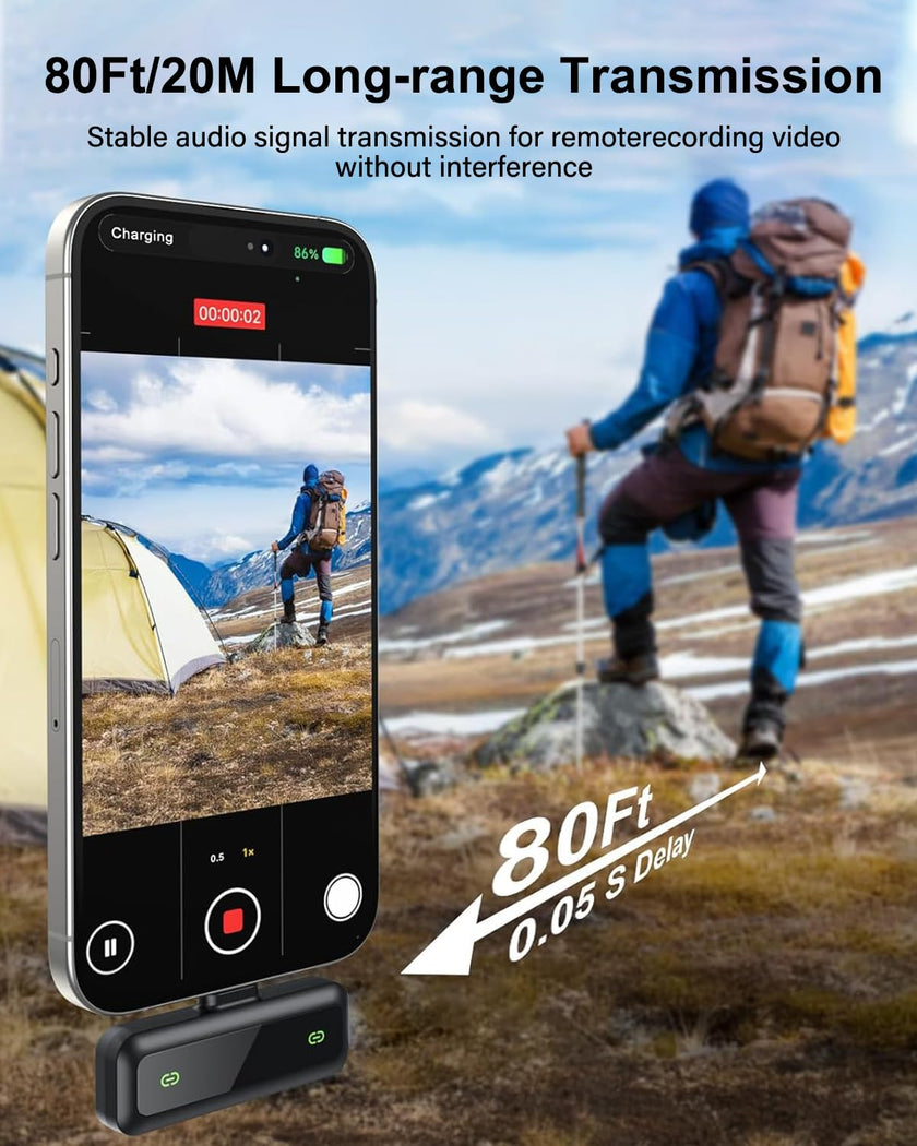 Wireless Lavalier Microphone for iPhone 15/16-2 Pack USB-C Mini Mic for iPhone, Android, iPad with Noise Cancelling & LED Display, Crystal Clear Recording for TikTok, YouTube, Podcast, Vlogging 🍁 All In One Marketplace Canada