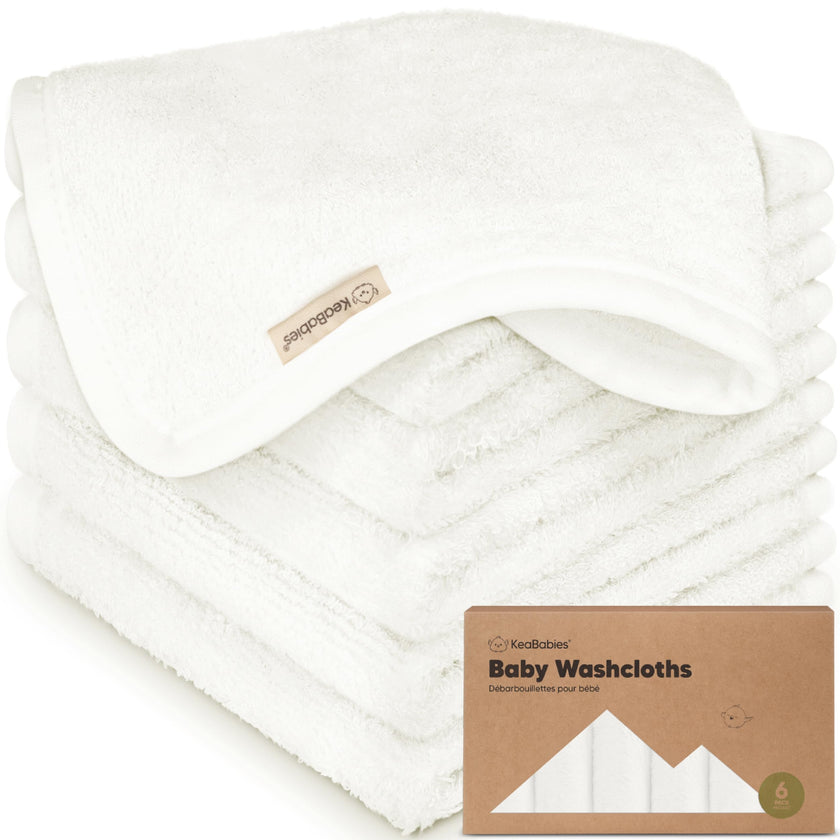 6-Pack Organic Baby Washcloths - Soft Viscose from Bamboo Washcloth, Baby Wash Cloths, Baby Wash Cloth for Newborn, Kids, Bath Baby Towels, Face Towel, Face Cloths (White) 🍁 All In One Marketplace Canada