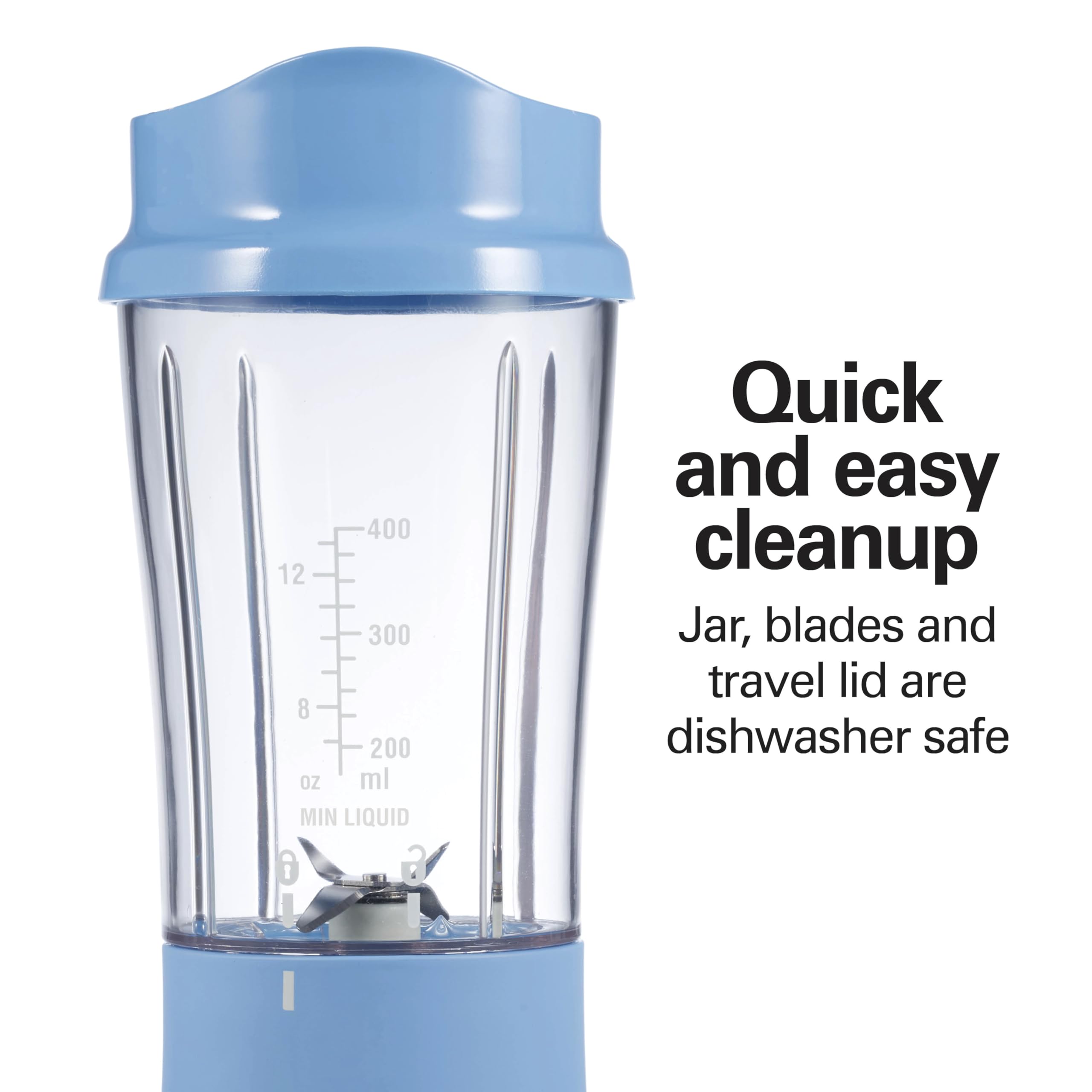 Hamilton Beach Personal Blender for Smoothies & Protein Shakes, Portable Single Serve Blender with Travel Lid, 14 oz BPA-Free Jar, 175W, Compact Countertop Blender, Tranquil Blue, 51172 🍁 All In One Marketplace Canada