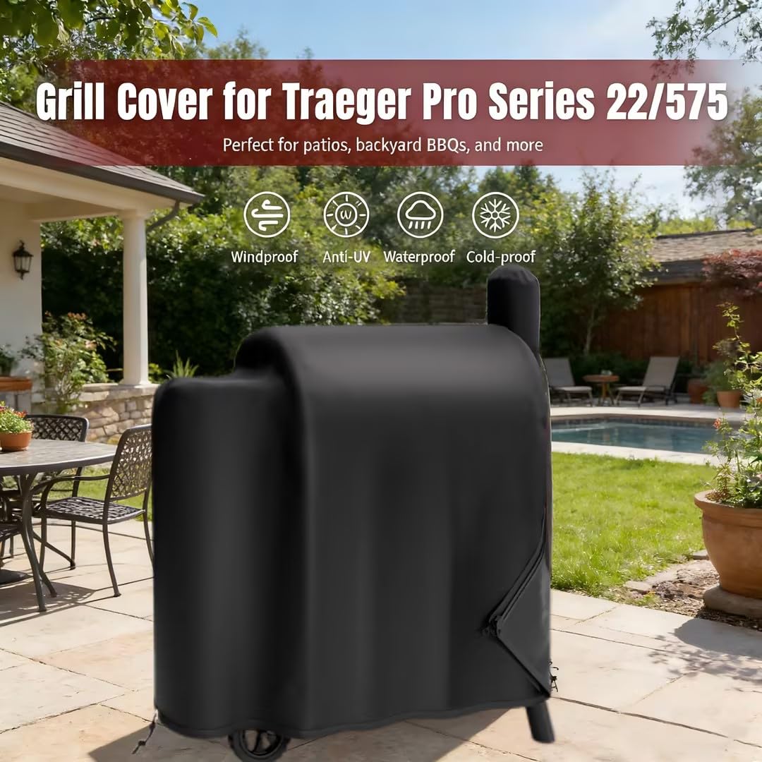 SHINESTAR Upgraded Grill Cover for Traeger Pro Series 575/22, Sturdy & Waterproof, Special Zipper Design, Easy to Put On and Take Off 🍁 All In One Marketplace Canada