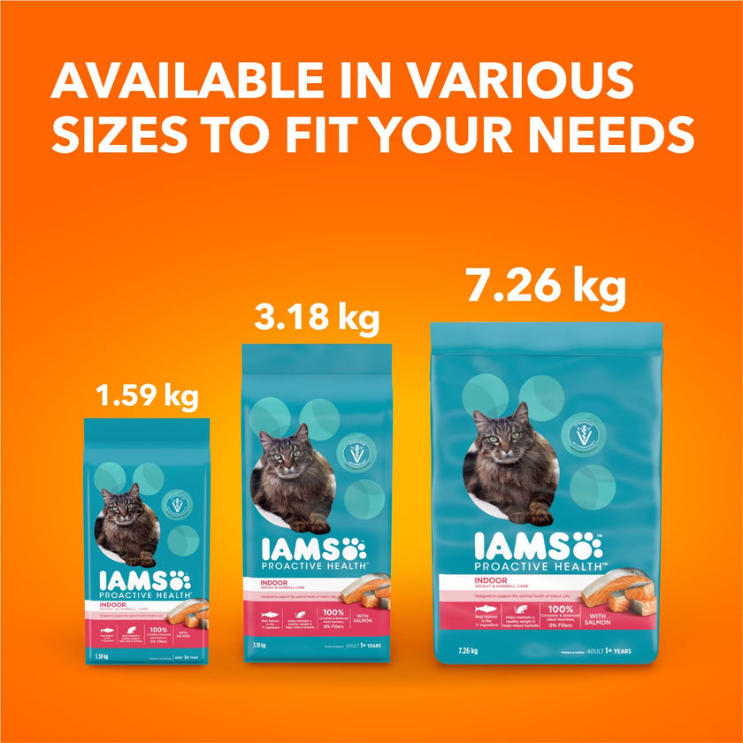 IAMS PROACTIVE HEALTH Indoor Weight & Hairball Care Adult Dry Cat Food – Salmon – 7.26KG (16LB) Bag 🍁 All In One Marketplace Canada