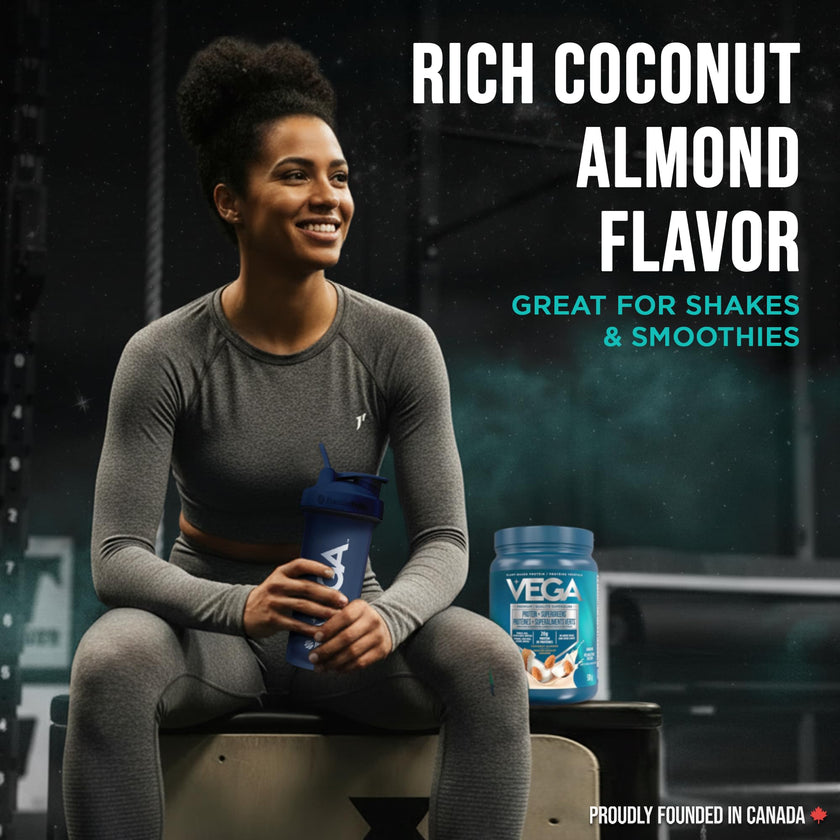 Vega Protein + Supergreens Vegan Plant Based Protein Powder – 20g Organic Pea Protein, Dairy-free, Healthy Breakfast Shake – Coconut Almond, 18 Servings, 518 grams (Pack of 1) 🍁 All In One Marketplace Canada