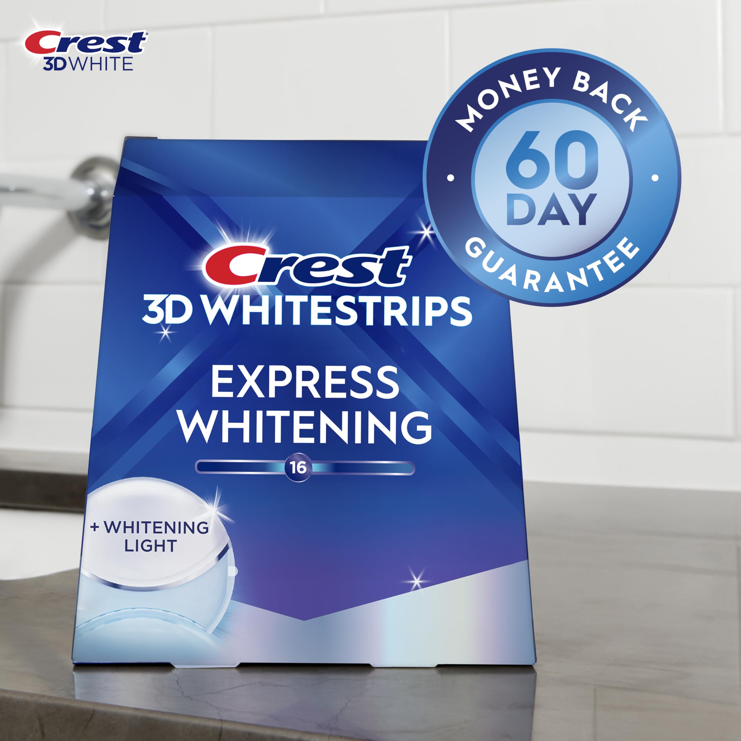 Crest 3D Whitestrips Express Whitening + Whitening Light At-home Teeth Whitening Kit, 10 Treatments + Light, 16 Levels Whiter 🍁 All In One Marketplace Canada