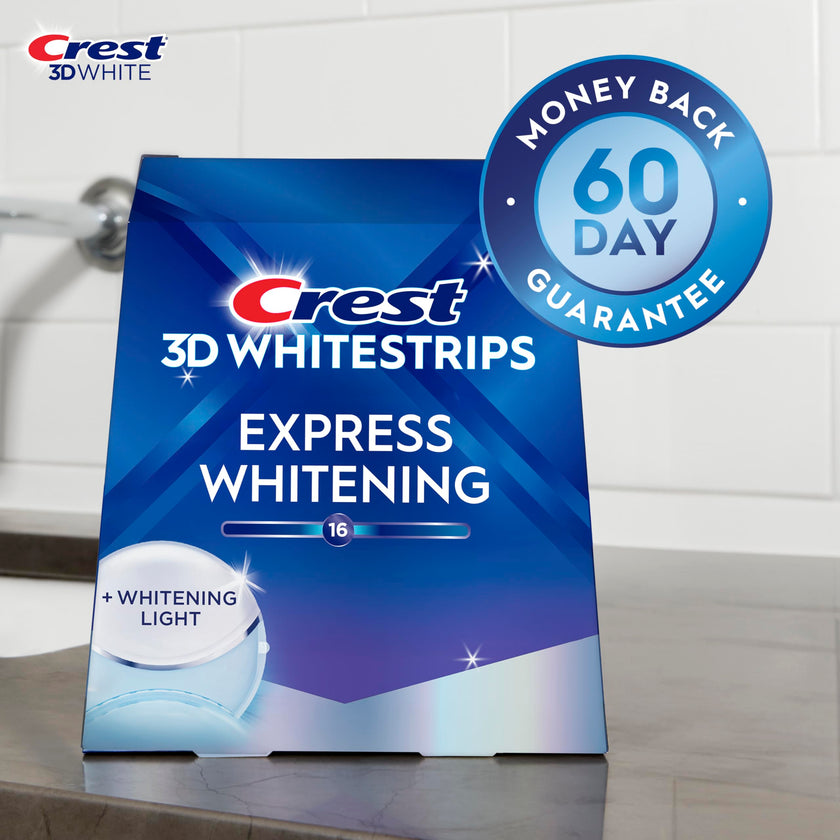 Crest 3D Whitestrips Express Whitening + Whitening Light At-home Teeth Whitening Kit, 10 Treatments + Light, 16 Levels Whiter 🍁 All In One Marketplace Canada