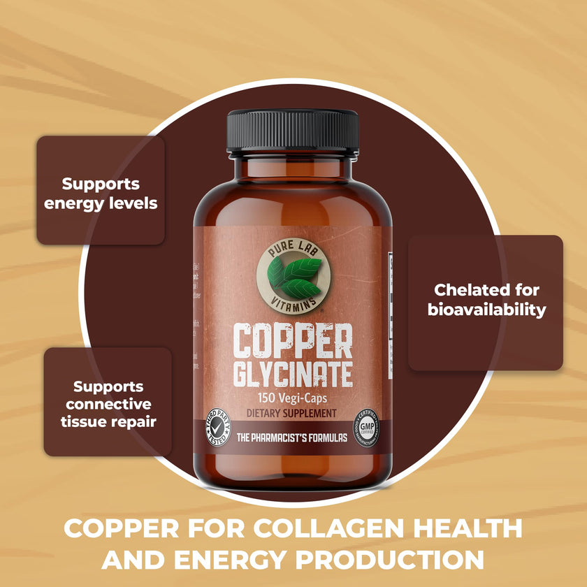 Pure Lab Vitamins Copper Glycinate 1mg - 150 Vegi-caps 🍁 All In One Marketplace Canada
