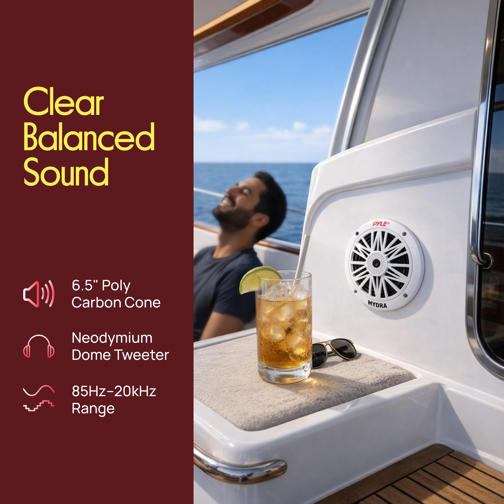 Pyle 6.5 Inch Dual Marine Speakers - 2 Way Waterproof and Weather Resistant Outdoor Audio Stereo Sound System with 200 Watt Power, Poly Carbon Cone and Butyl Rubber Surround - 1 Pair (White) 🍁 All In One Marketplace Canada