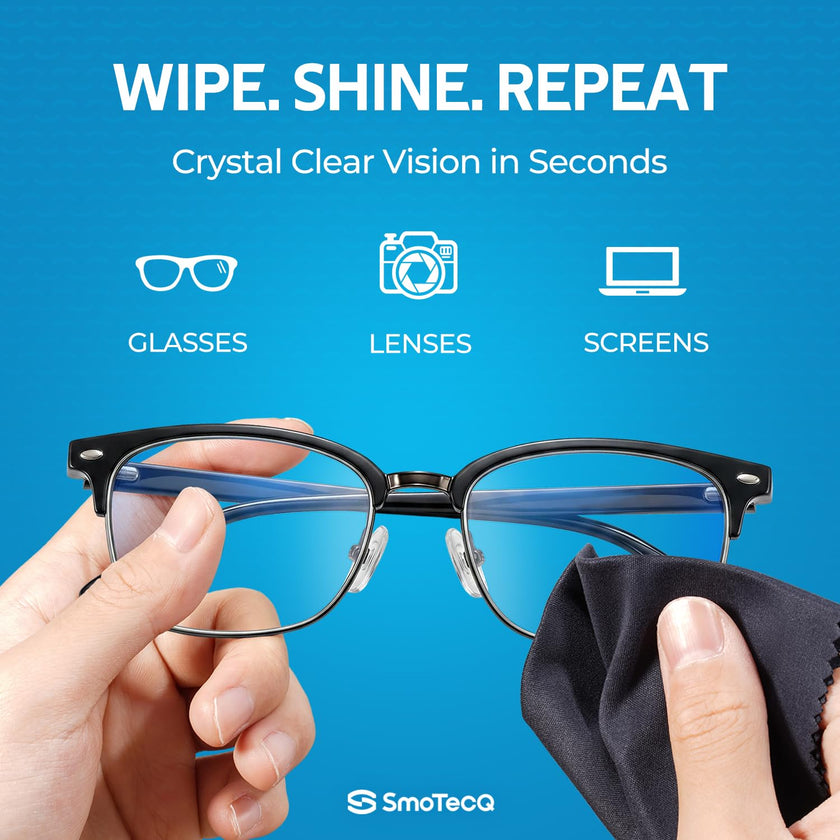 SmoTecQ 12 Pack Microfiber Cleaning Cloths for Glasses & Screens (6x7) - Optical Grade Lens Cleaner for Eyeglasses, Camera, iPhone, iPad & TV - Individually Wrapped, Assorted Colours 🍁 All In One Marketplace Canada