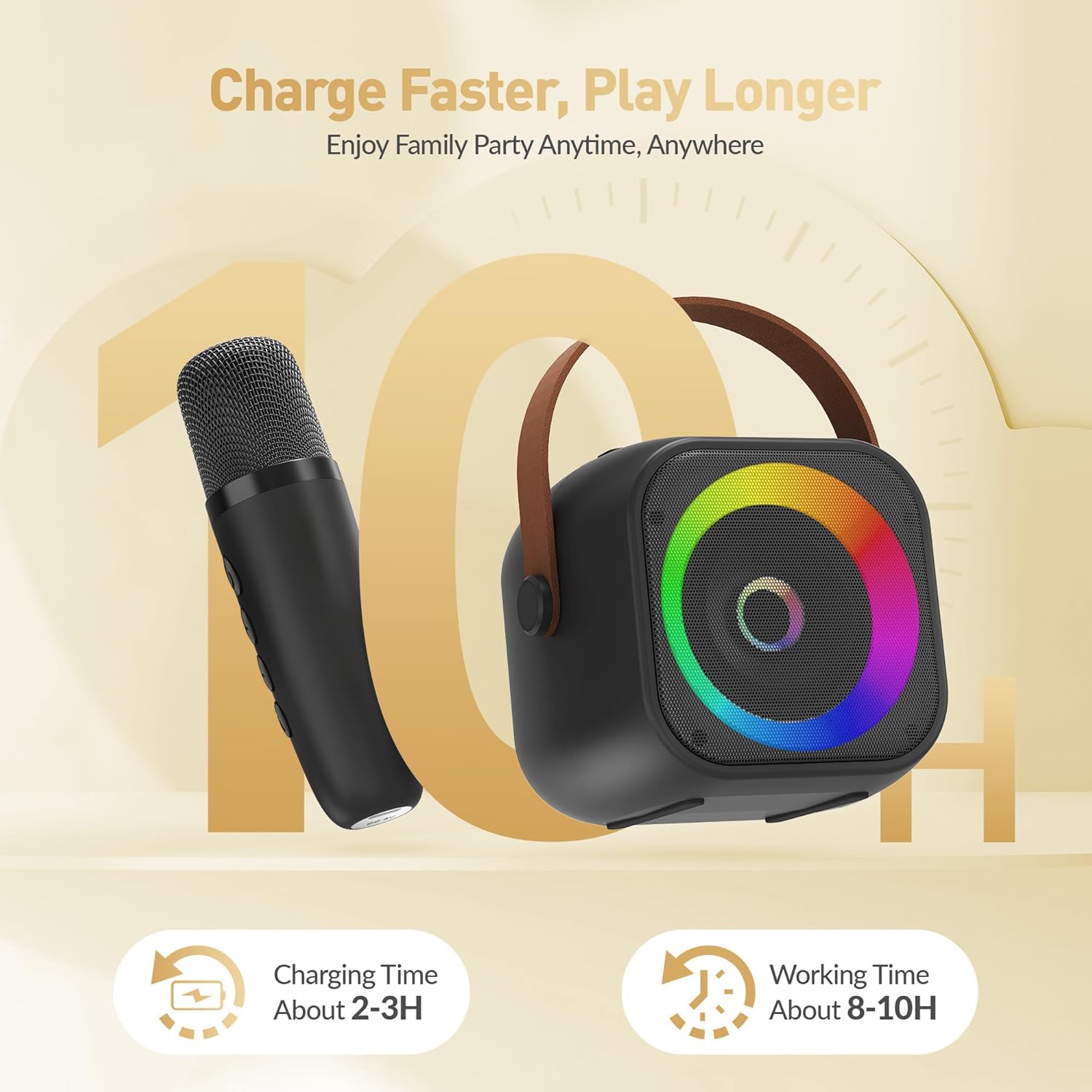 Mini Karaoke Machine, Portable Bluetooth Karaoke Speaker with 2 Wireless Microphones and Party Lights for Kids and Adults, Birthday Gifts for Girls Boys Family Home Party 🍁 All In One Marketplace Canada