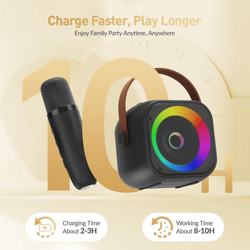 Mini Karaoke Machine, Portable Bluetooth Karaoke Speaker with 2 Wireless Microphones and Party Lights for Kids and Adults, Birthday Gifts for Girls Boys Family Home Party 🍁 All In One Marketplace Canada