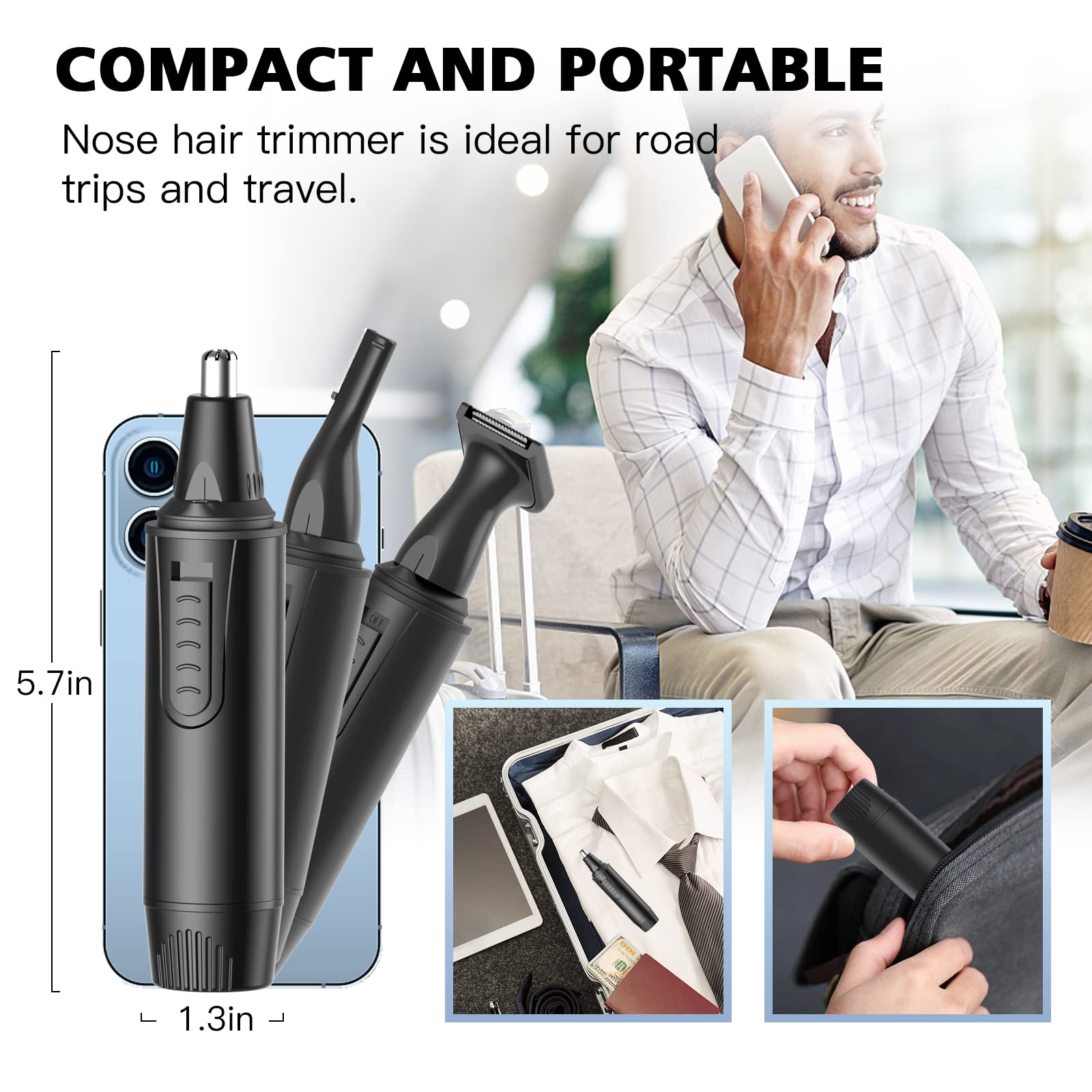 Nose Hair Trimmers for Men and Women-Rechargeable Ear Hair Trimmer-7IN1 Professional Painless Nose Clipper Eyebrow & Facial Hair Trimmer-IPX7 Waterproof Dual Edge Blades for Easy Cleansing-Black 🍁 All In One Marketplace Canada