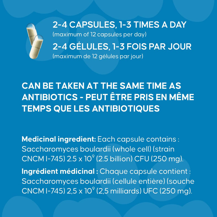 Florastor - Saccharomyces Boulardii CNCM I-745 - Daily All in One Probiotic - Gut Health & Digestive Support - Supports Immune System - The 1 Probiotic in class Worldwide - For Adults & Family (50 count (Pack of 1)) 🍁 All In One Marketplace Canada