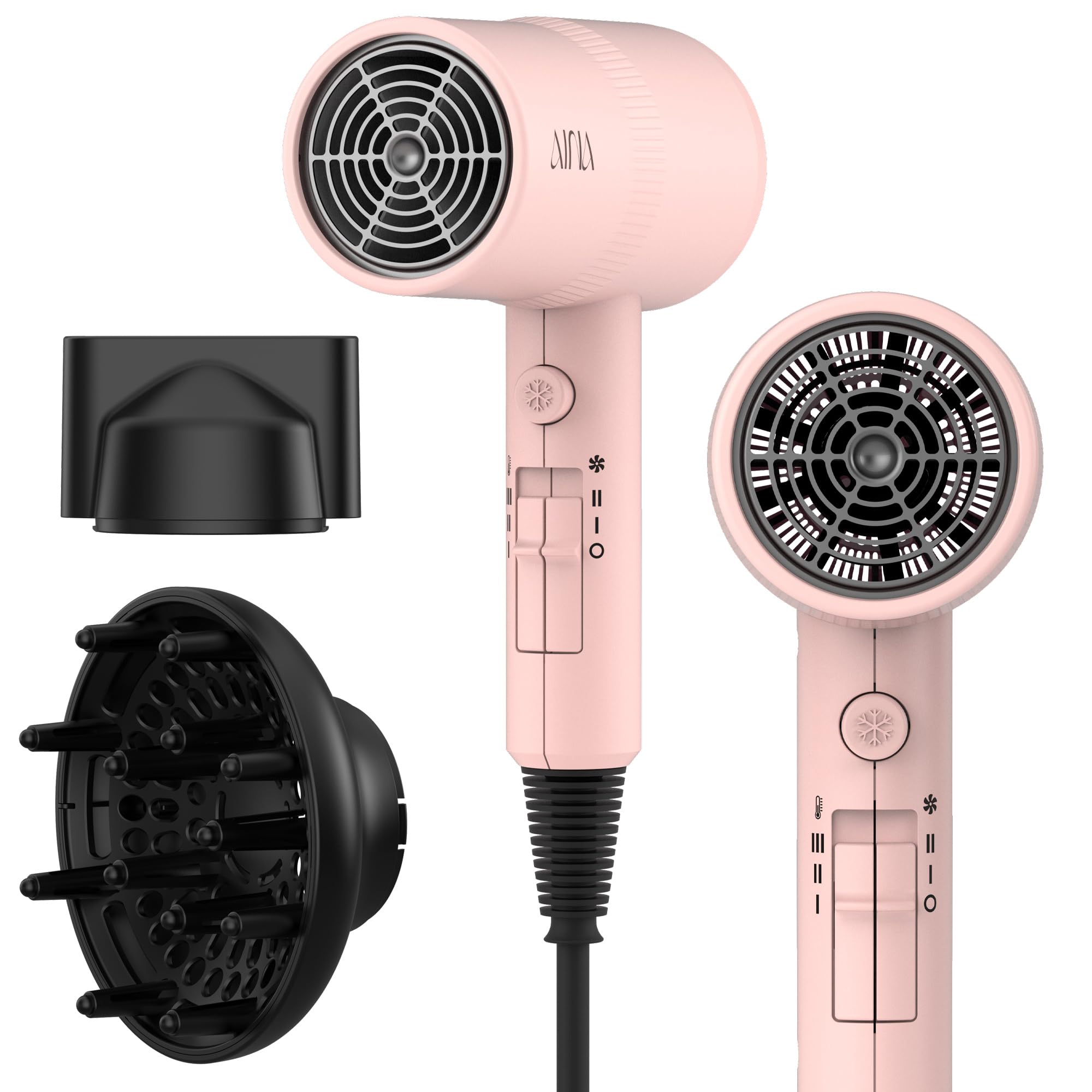 AINA Diffuser Hair Dryer Full-Featured Blow Dryer 110V/1600W(Babe Pink) 🍁 All In One Marketplace Canada