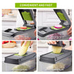 Vegetable Chopper Cutter Slicer Multifunctional 13-in-1 Food Veggie Onion Potato Fruit Chopper Cutter Dicer with Container, 8 Interchangable Blades, Hand Protector, Drain Strainer, Cleaning Brush 🍁 All In One Marketplace Canada