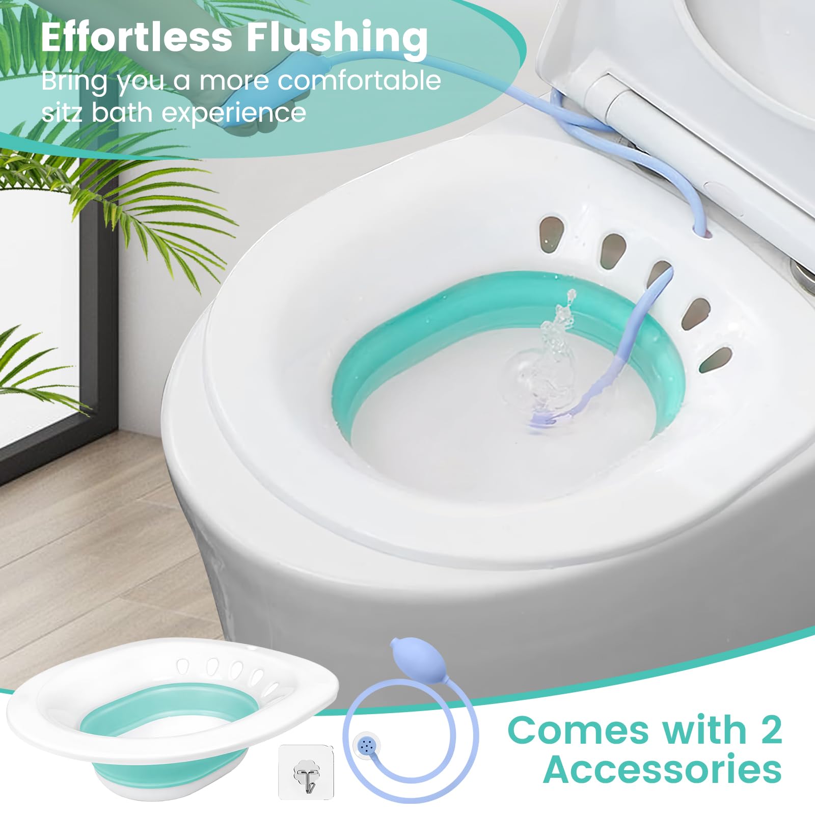 DEANIC Sitz Bath for Toilet Hemorrhoids, Postpartum Care, Collapsible Sitz Bath Tub for Hemorrhoids Treatment, Yoni Steam Seat Basin, Elderly Sit Bath (Green) 🍁 All In One Marketplace Canada