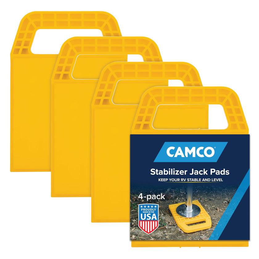 Camco RV Stabilizing Jack Pads, Helps Prevent Jacks from Sinking, 6.5 Inch x 6.5 Inch Pad - 4 Pack (44595), Yellow 🍁 All In One Marketplace Canada