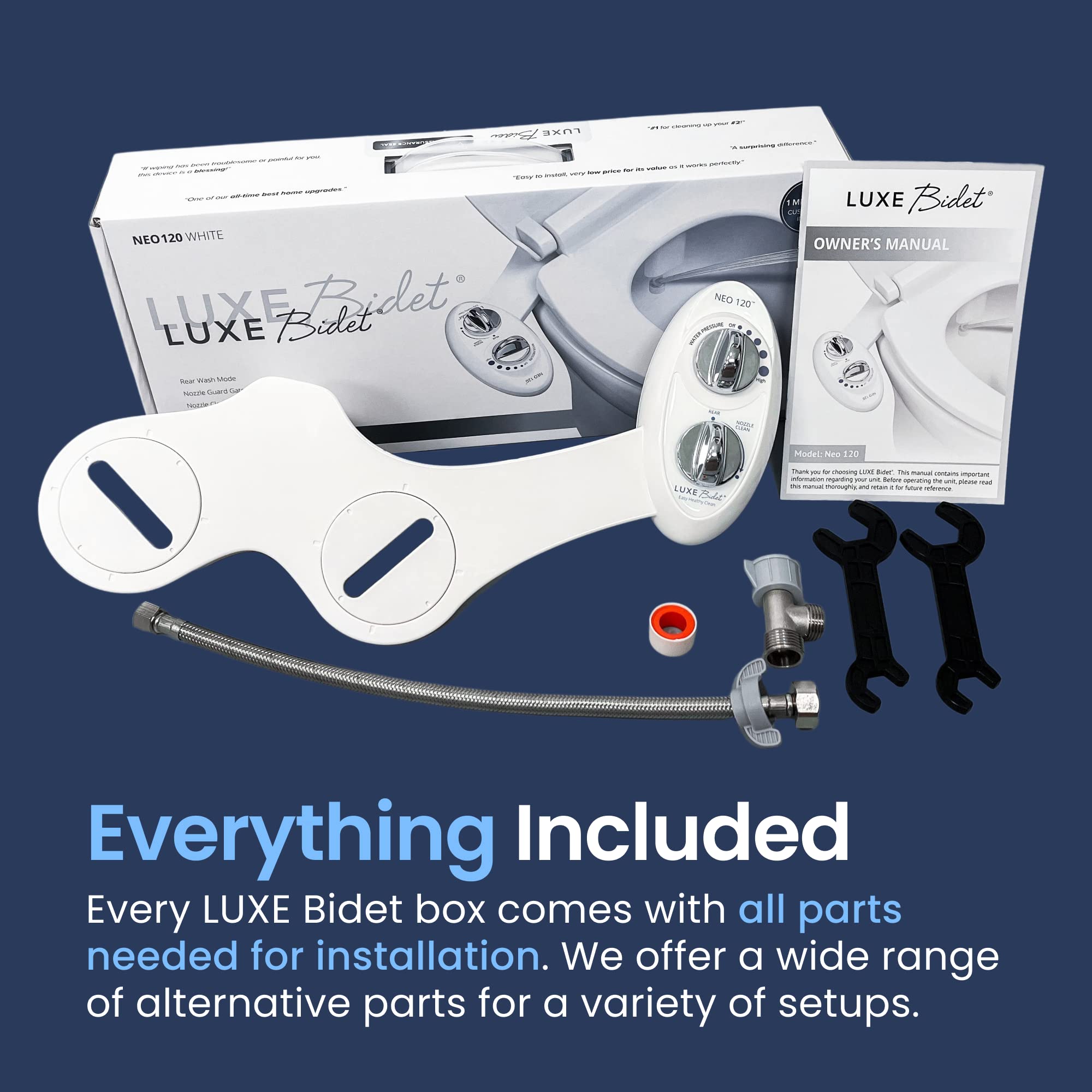 LUXE Bidet NEO 120 - Single Nozzle, Self-Cleaning, Non-Electric Bidet Attachment for Toilet Seat, Adjustable Water Pressure, Rear Wash (White) 🍁 All In One Marketplace Canada