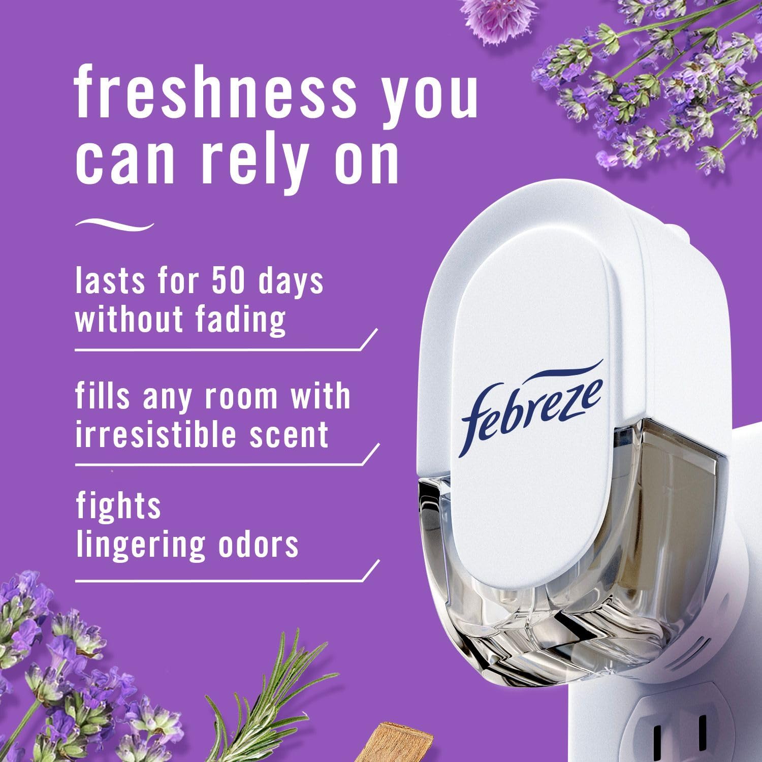 Febreze Plug In Air Freshener, Odor-Fighting Scented Oil Refill for Home and Bathroom and Kitchen, Long Lasting for Strong Odors, Twlight Lavender and Downy April Fresh Scents, 4 Refills 🍁 All In One Marketplace Canada
