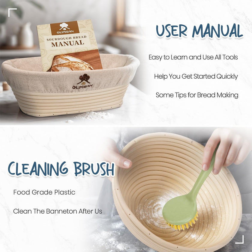 Glimsax Banneton Proofing Basket Set of 2, 9