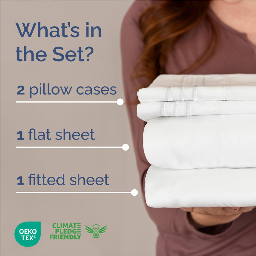 King Size 4 Piece Sheet Set - Comfy Breathable & Cooling Sheets - Hotel Luxury Bed Sheets for Women & Men - Deep Pockets, Easy-Fit, Extra Soft & Wrinkle Free Sheets - White Oeko-Tex Bed Sheet Set 🍁 All In One Marketplace Canada