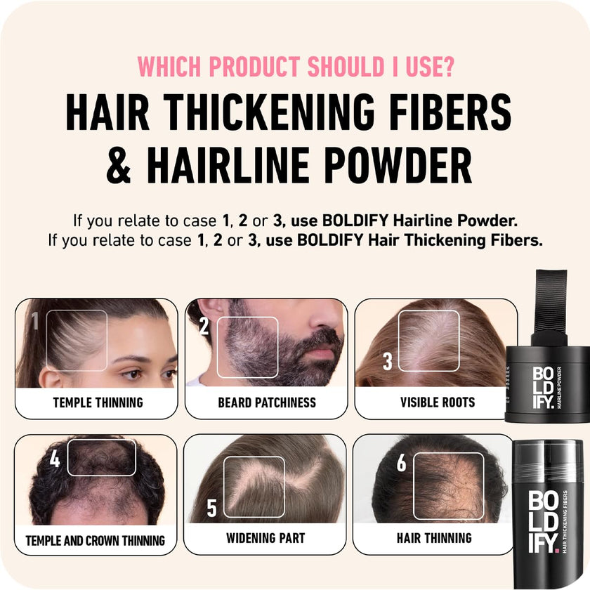 BOLDIFY Hair Fibers (28g) - Fill In Thinning and Fine Hair for an Instantly Fuller, Thicker Look - 14 Shades for Women & Men - Black 🍁 All In One Marketplace Canada