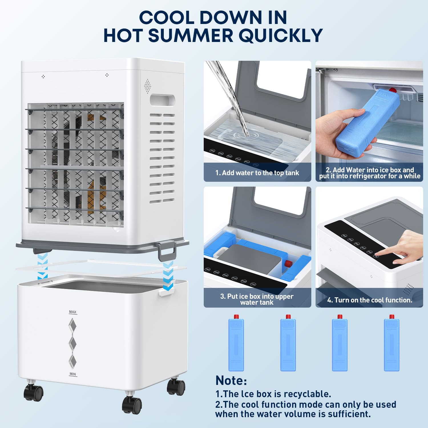 Portable Air Conditioner 8000 BTU, Windowless Air Conditioner with 6 Speeds 2 Modes, 12L Large Water Tank, 24H Timer & Remote Control, Energy Efficient Cooling Fan for Bedroom Home Office (Grey) 🍁 All In One Marketplace Canada
