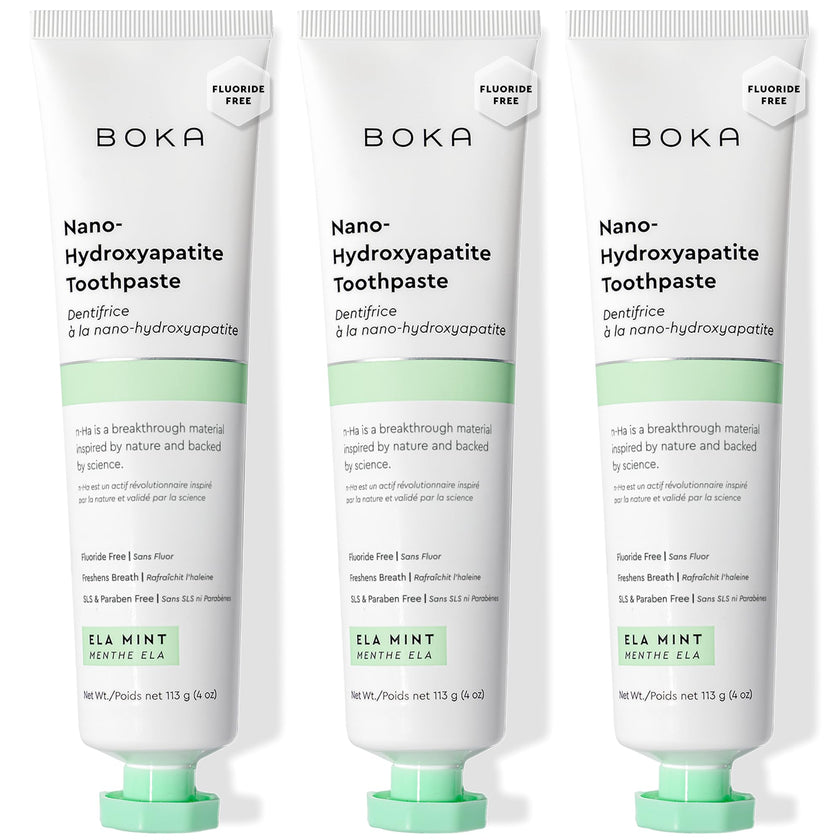 Boka Fluoride Free Toothpaste, Nano Hydroxyapatite Toothpaste, Appropriate for Sensitive Teeth - for Adult Oral Care - Ela Mint Flavor, 4 Fl Oz (113g) 3Pk 🍁 All In One Marketplace Canada