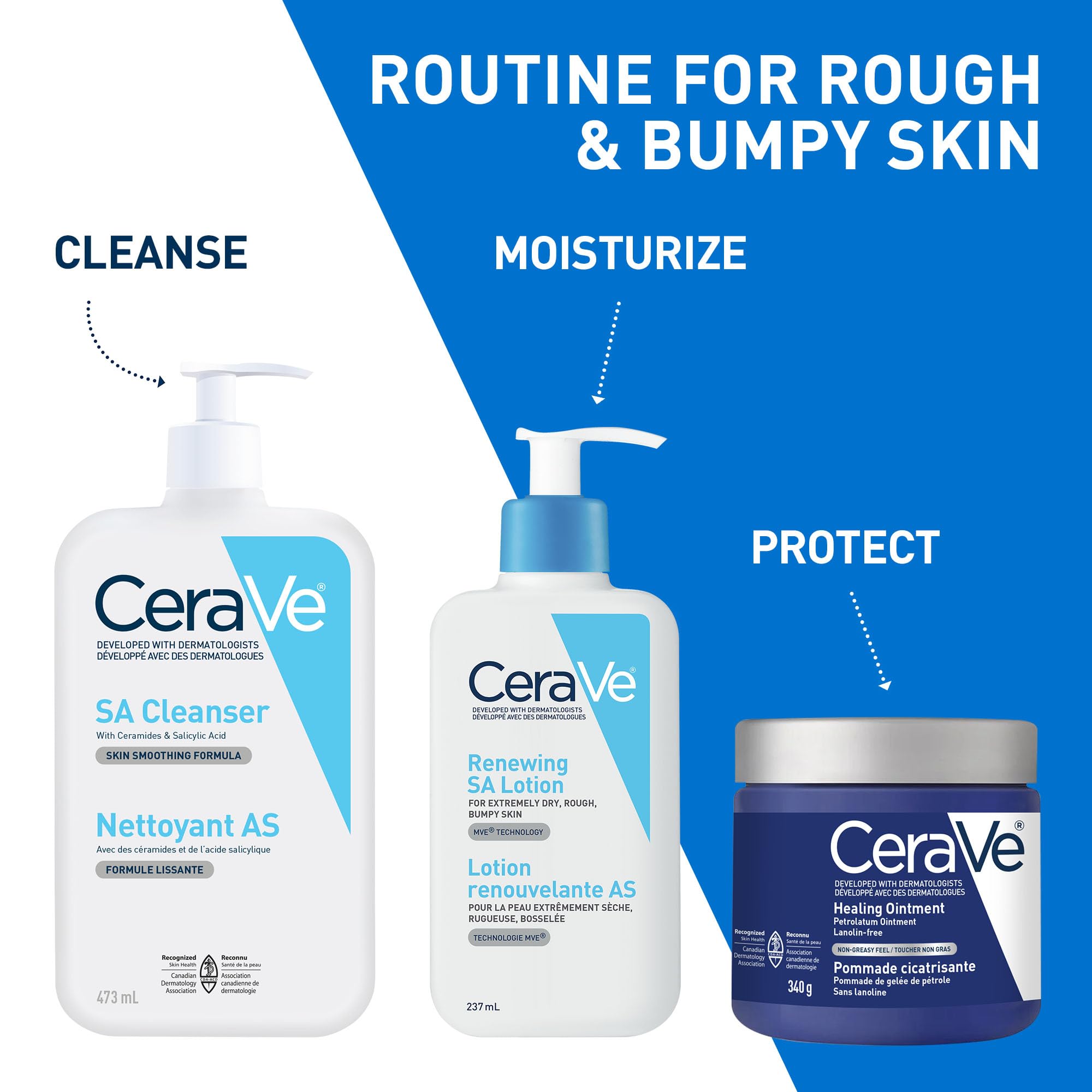 CeraVe SALICYLIC ACID Lotion, Renewing SA Exfoliating Body Lotion for Dry, Rough & Bumpy Skin, Psoriasis, Keratosis Pilaris, Itching & Flaking. With Lactic Acid, Hyaluronic Acid, Fragrance Free, 237ML 🍁 All In One Marketplace Canada