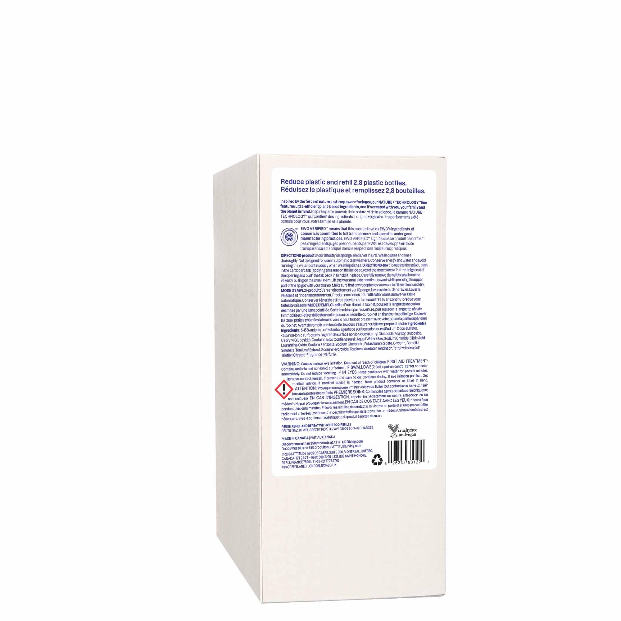 ATTITUDE Dish Soap Refill, EWG Verified, Plant-Based & Vegan Dishwashing Liquid, Naturally Derived, Made in Canada, Citrus Zest Scent, 2 Liters 🍁 All In One Marketplace Canada