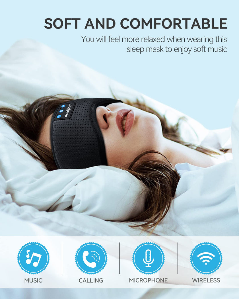 MUSICOZY Sleep Headphones Breathable Bluetooth 5.4 Headband 3D Sleeping Headphones, Wireless Eye Mask Sleep Earbuds for Side Sleeper Office Air Travel Cool Tech Gadgets Unique Gifts (Matte Black) 🍁 All In One Marketplace Canada