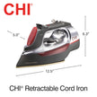 CHI Steam Iron for Clothes with 8’ Retractable Cord, 1700 Watts, 3-Way Auto Shutoff, 400+ Holes, Professional Grade, Temperature Control Dial, Titanium Infused Ceramic Soleplate, Silver (13106) 🍁 All In One Marketplace Canada