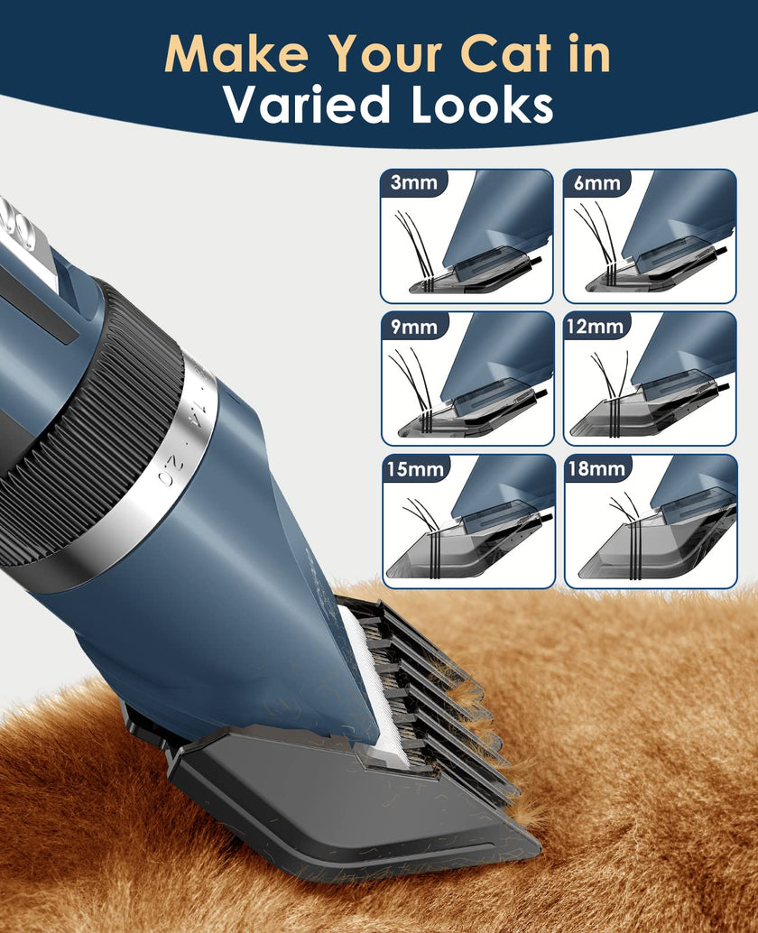 oneisall Quiet Cat Clippers for Matted & Long Hair, 2-Speed Cordless Pet Shaver Grooming Kit for Cats, Small Dogs & Animals (Blue) 🍁 All In One Marketplace Canada