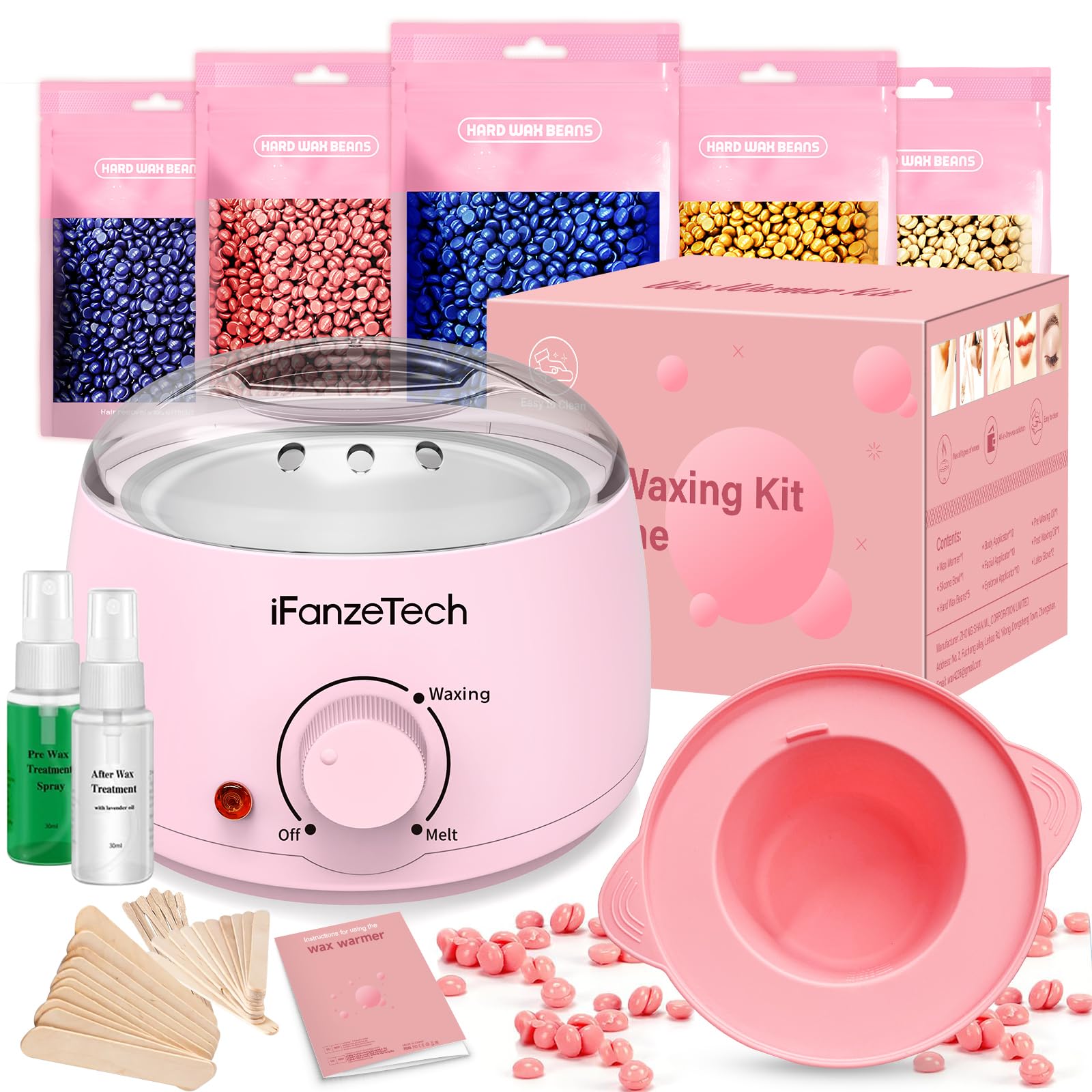 Waxing Kit for Women & Men: Wax Kit Wax Warmer for Hair Removal with 5 Packs Hard Wax Beads & Wax Pot, At-Home Wax Melt Warmer for Brazilian Bikini, Legs & Body, Ideal for Sensitive Skin & Beginners 🍁 All In One Marketplace Canada