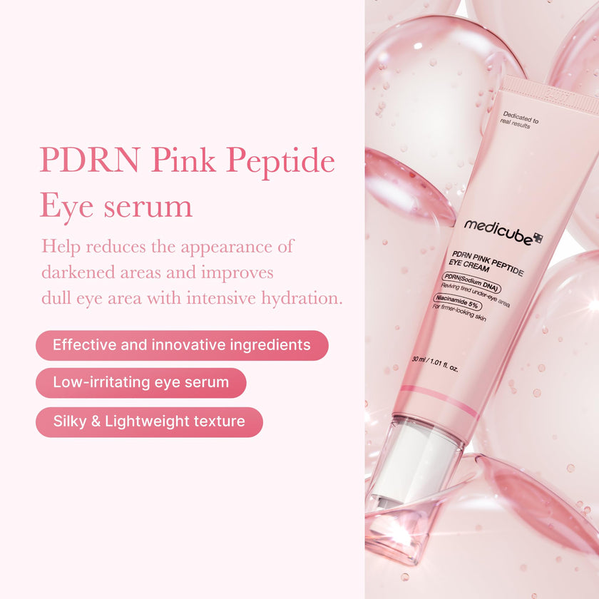 medicube Salmon DNA PDRN Pink Peptide Eye Serum with Niacinamide and 99% Purity Retinol for Fine Lines, Uneven Skin Tone, Korean Skin Care 1.01fl.oz 🍁 All In One Marketplace Canada
