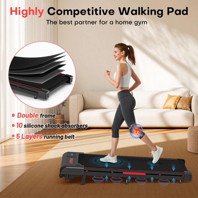 Walking Pad, FOUSAE 3 in 1 Max 6.2 MPH Treadmill for Home with Double Frame 330 LB Weight Capacity, Powerful 2.5 HP Wider Belt Walking Pad with 9% Incline, 12 HIIT Programes, Magnetic Remote Control 🍁 All In One Marketplace Canada