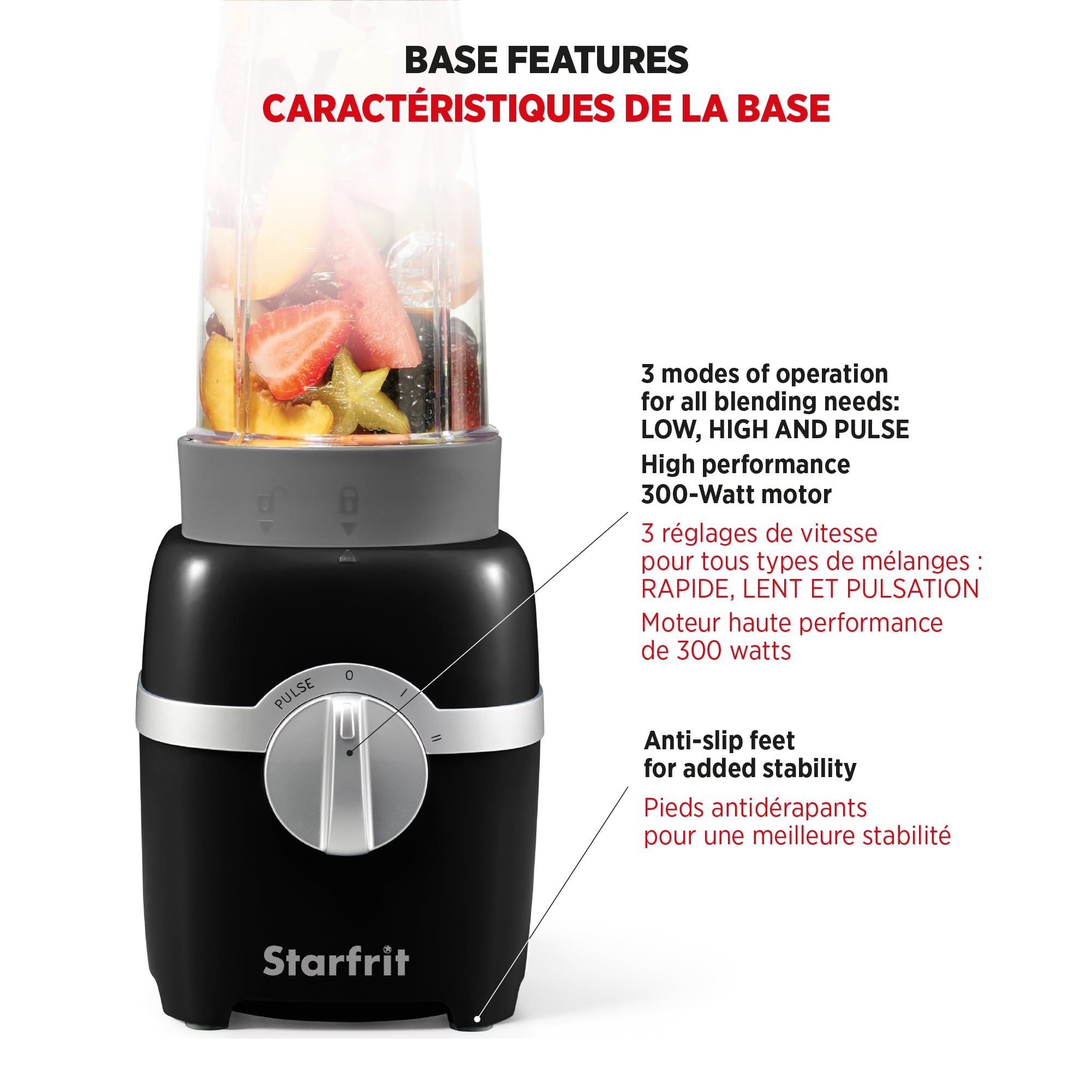 Starfrit Personal Blender, Two 828ml Cups, High, Low & Pulse Modes, 300W, Black 🍁 All In One Marketplace Canada